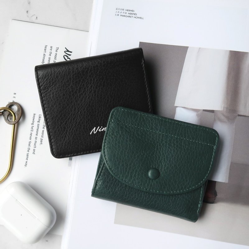 经典小牛皮 扣式短夹 零钱包 RFID防盗 可加购定制名字 - 皮夹/钱包 - 其他材质 绿色