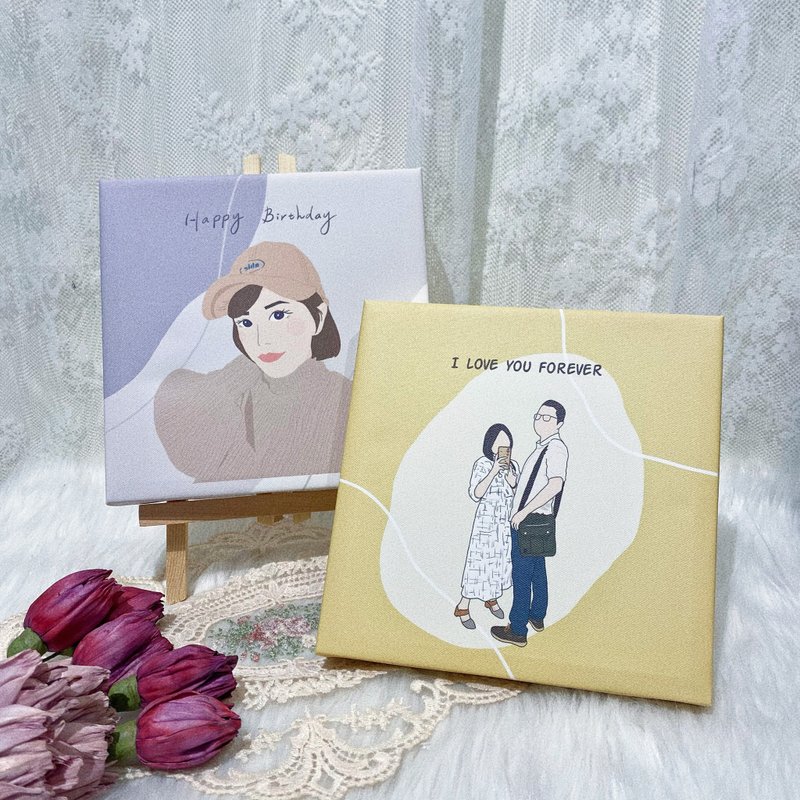 定制化无框画 似颜绘加购商品 人像画 框画 纪念 礼物 摆设 电绘 - 订制画像 - 其他材质 