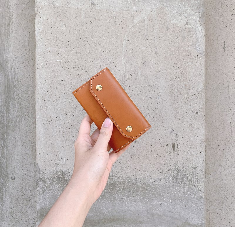 钥匙包/钥匙套-6支钥匙 - 钥匙链/钥匙包 - 真皮 卡其色