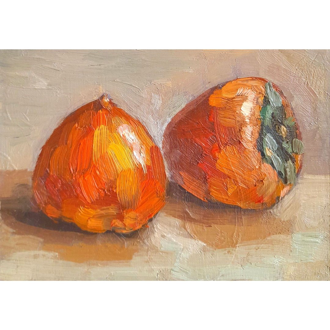 柿子画水果原创艺术小油画柿子静物 - 海报/装饰画/版画 - 其他材质 橘色