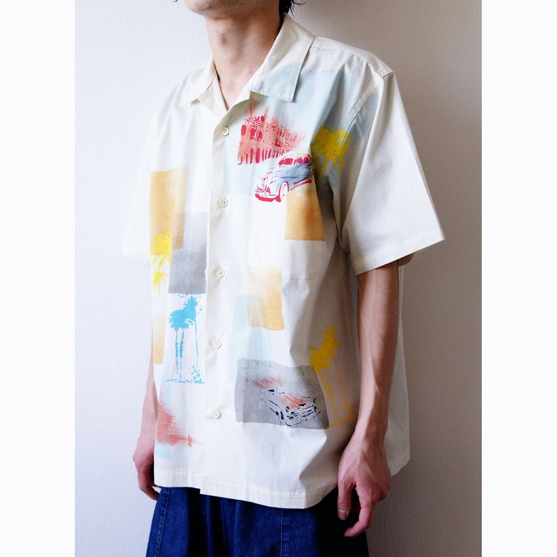 开襟短袖衬衫 1002 瓦那 棉 白色 适用于男女 - 中性连帽卫衣/T 恤 - 棉．麻 多色