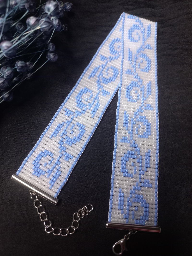 颈链 蓝色编织 雾面白珠 手工饰品 - 项链 - 琉璃 多色
