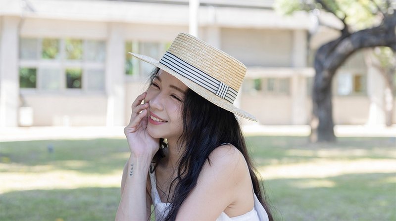 气质神采草帽-编织帽 帽子 登山帽 草帽 防晒 straw hat 礼帽 - 帽子 - 植物．花 金色