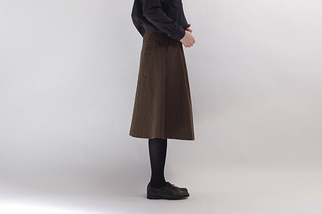 Wool cotton tumbler processing skirt / BR - 裙子 - 棉 咖啡色