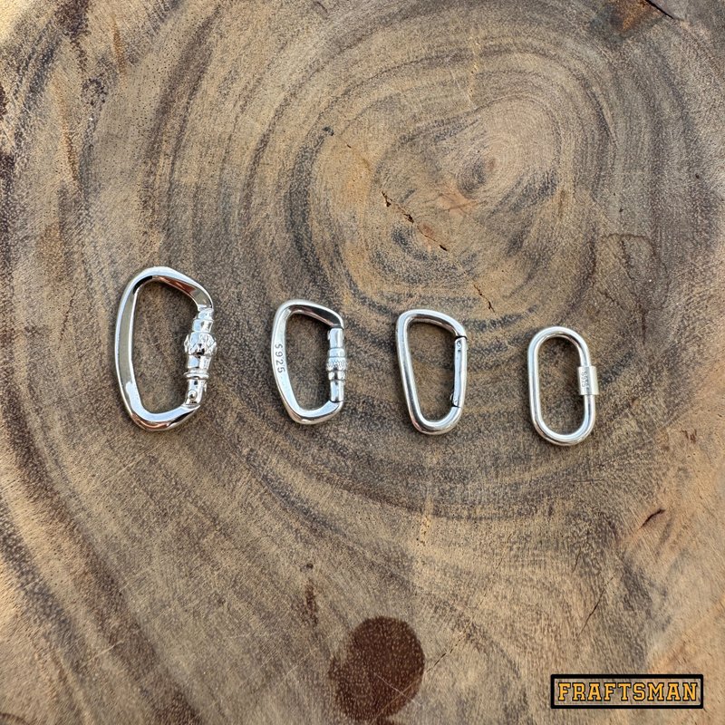 【户外925纯银山系】吊坠 登山扣 攀登扣 abseiling carabiner - 吊饰 - 纯银 银色