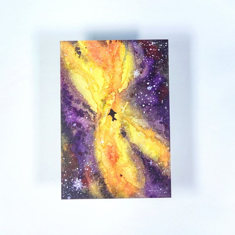 【 宇宙星河 - The Nebula】水彩插画 明信片 复制画 鲸星空 - 卡片/明信片 - 纸 橘色