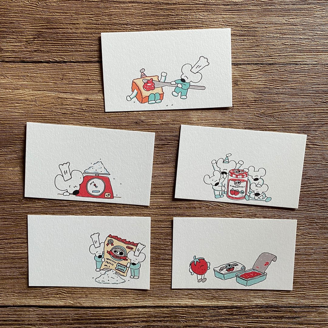 草莓果酱//mini 小卡组 - 卡片/明信片 - 纸 白色