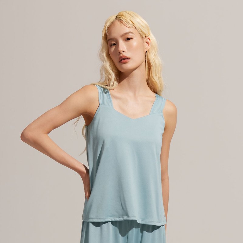 REBOOT瞬眠-小A字亲肤背心-石蓝 - 女装背心 - 聚酯纤维 蓝色