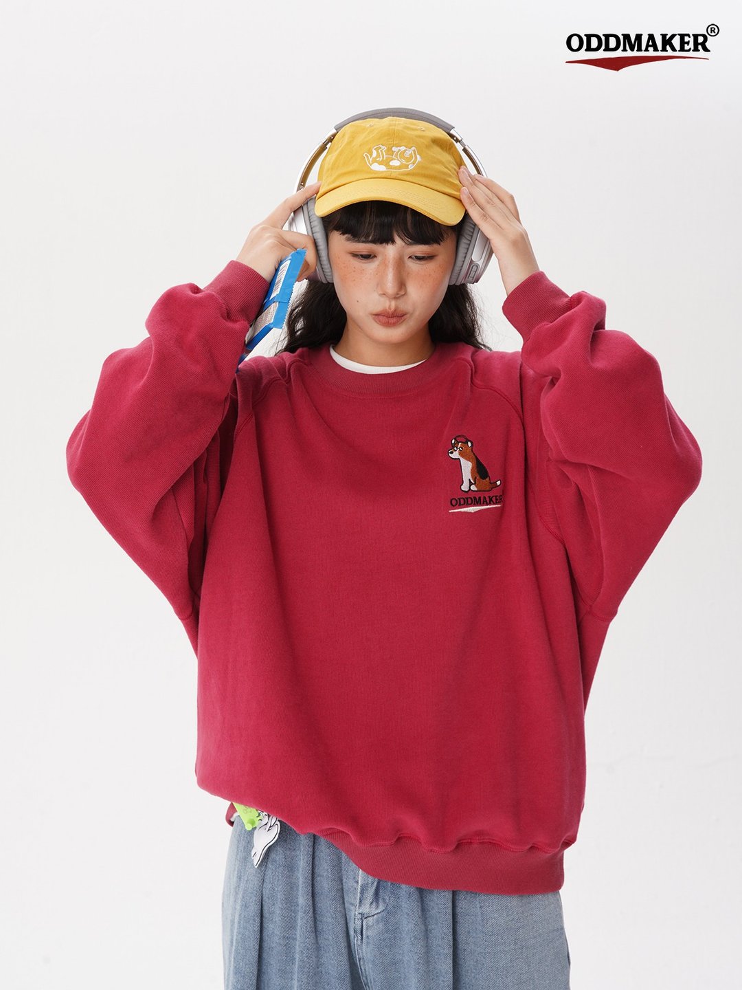 odd maker日系可爱小狗2色卫衣女学院风百搭纯棉套头纯色上衣 - 女装上衣 - 棉 
