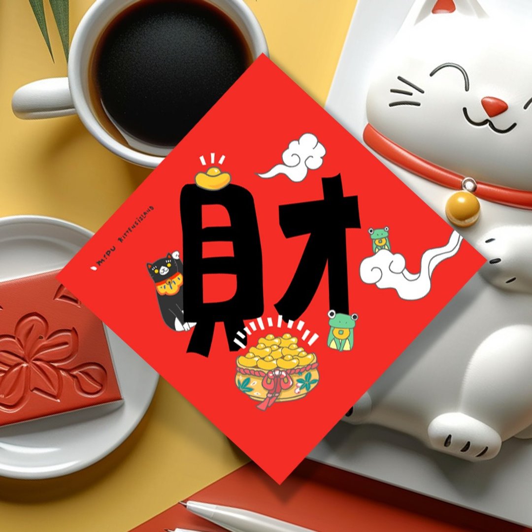 创意斗方/财/原创设计/挥春/猫咪 - 红包/春联 - 纸 