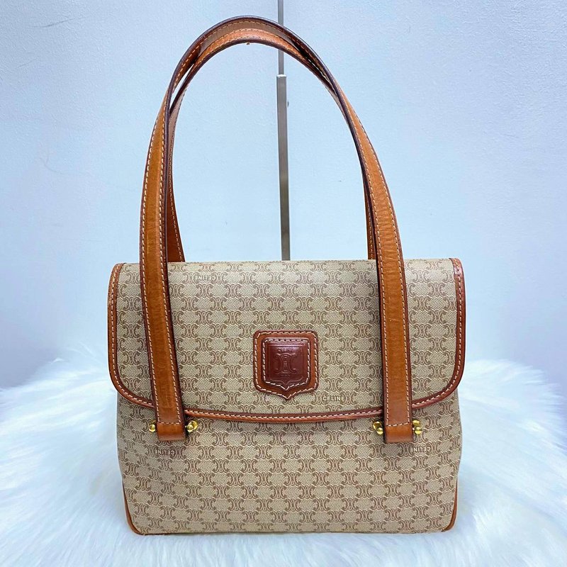 Celine Macadam 复古 浅色 碎石纹 老花 手拿包 - 侧背包/斜挎包 - 真皮 卡其色