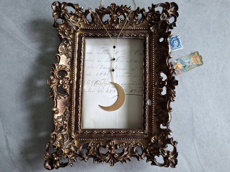 i sea you 戴上小朔月－黄铜 黑曜石 - 项链 - 半宝石 