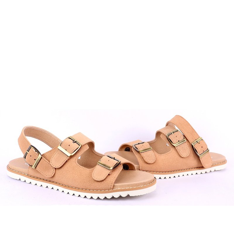 sixlips 可调整型麂皮女凉拖鞋  奶茶色 - 男女凉鞋 - 真皮 咖啡色