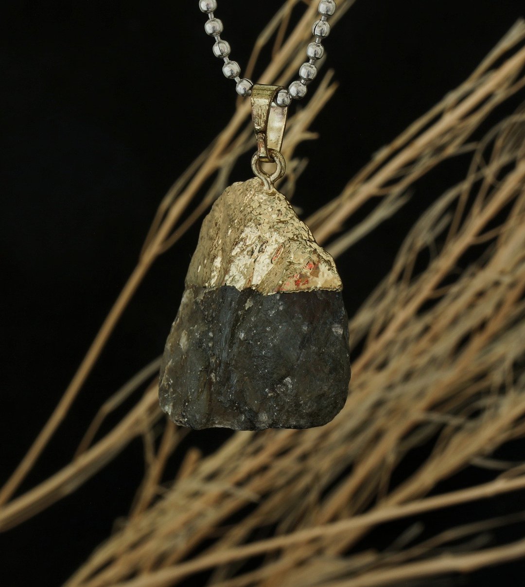 拉长原石不锈钢颈链-8 (  Raw Labradorite Necklace-8 ) - 项链 - 水晶 