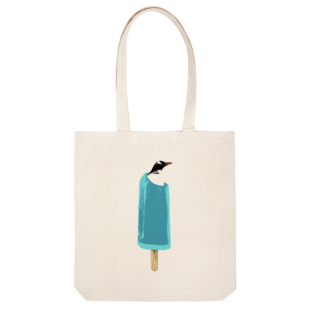 tote bag / cool biz penguin - 手提包/手提袋 - 棉 卡其色