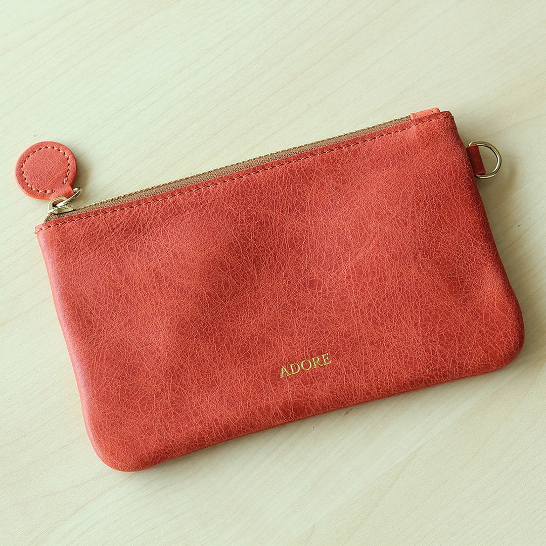 Handmade leather Coin Purse -  Vintage Red - 零钱包 - 真皮 红色