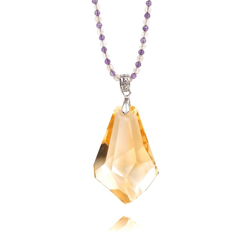 【正佳珠宝】黄水晶 顶级极净 几何切面 15g 黄水晶吊坠 - 项链 - 半宝石 多色