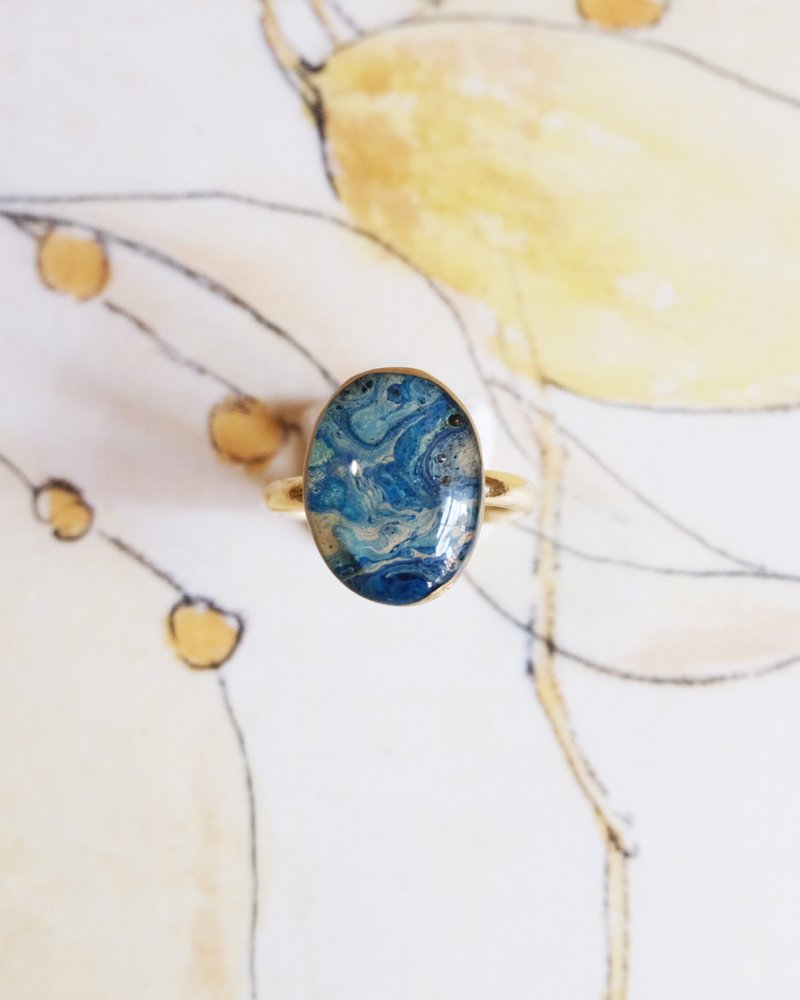 均码戒指 月光融入夜空 - 戒指 - 其他材质 蓝色