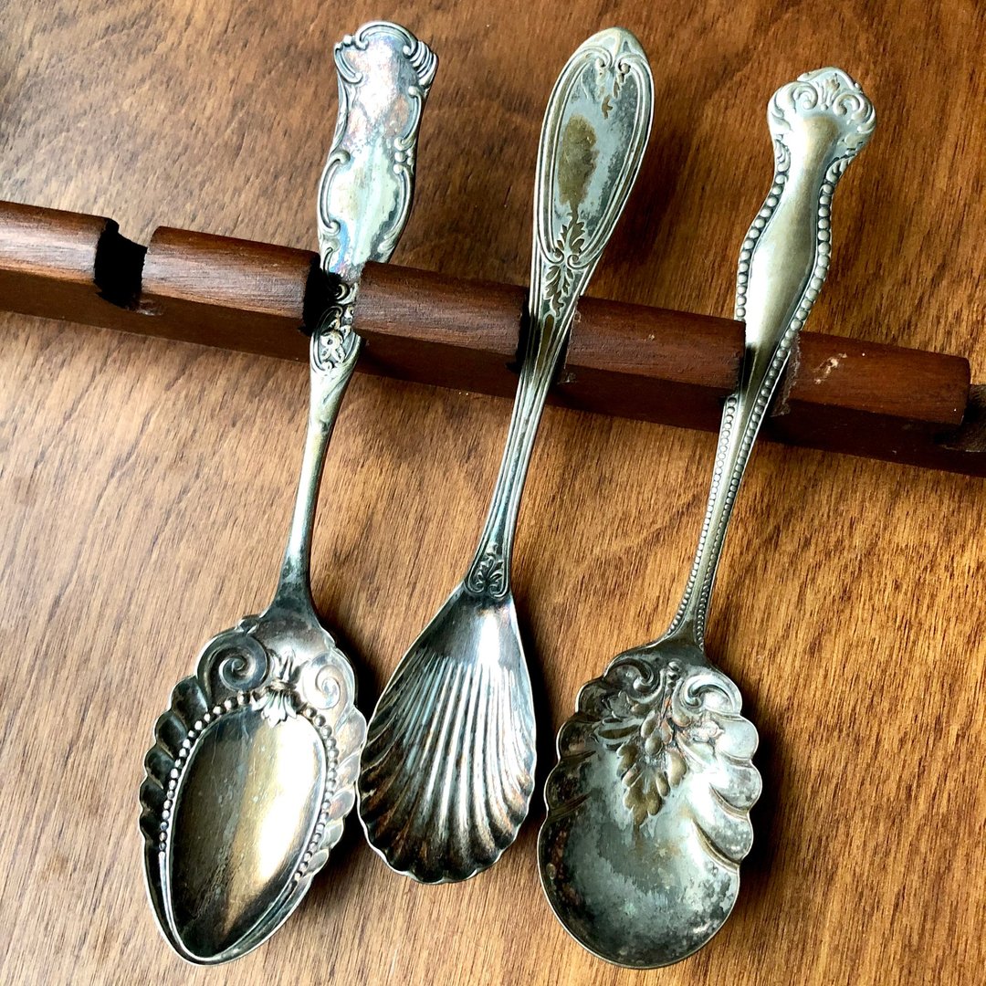 百年古董 镀银汤匙sugar bon bon spoon 3件组 - 摆饰 - 银 