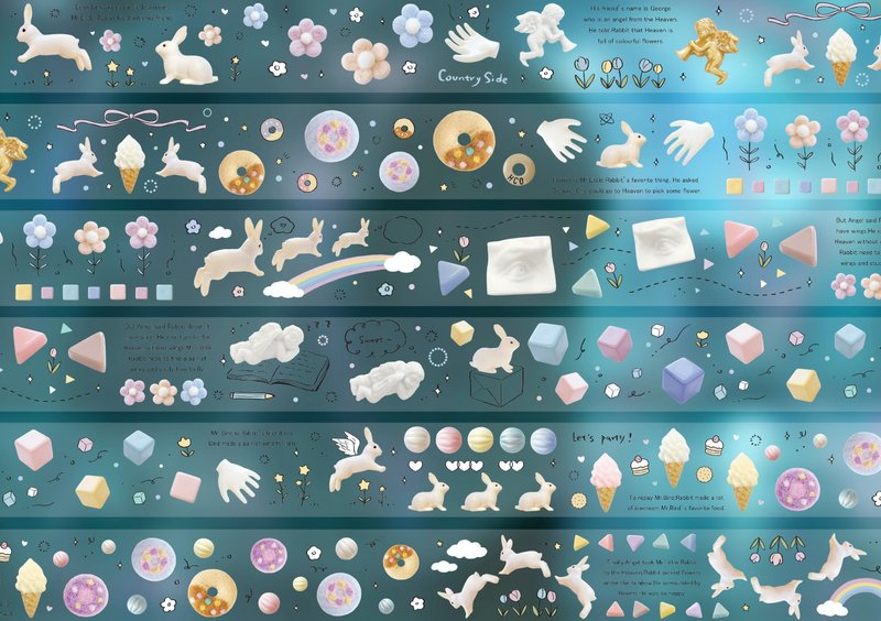 兔子先生 PET 纸胶带 台灣自己印 10米卷 - 纸胶带 - 其他材质 多色