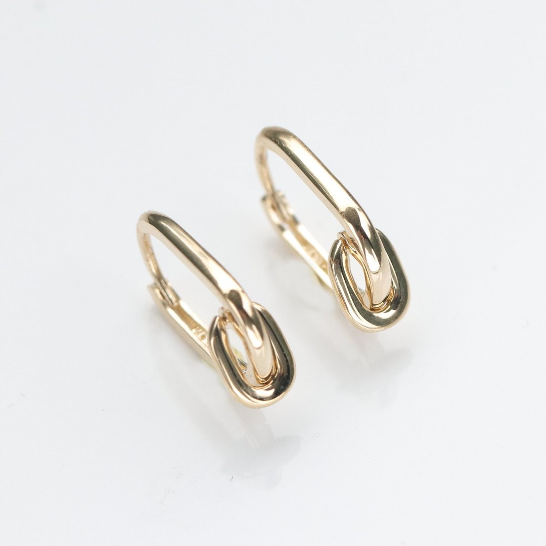 14K 椭圆圈圈耳扣耳环(内径11.7mm) 洗澡免摘 碰水流汗不褪色 - 耳环/耳夹 - 贵金属 金色