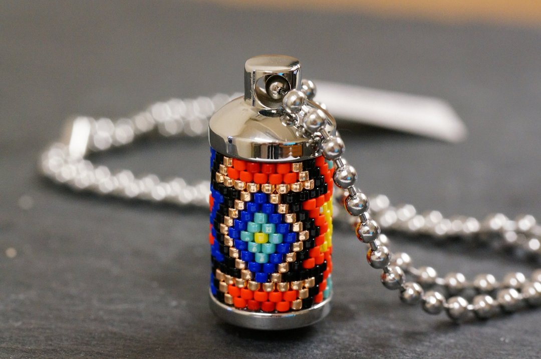 手织日本 Aiko Bead 配 316不锈钢香薰瓶 / 香水瓶项链 AB-11 - 项链 - 不锈钢 多色