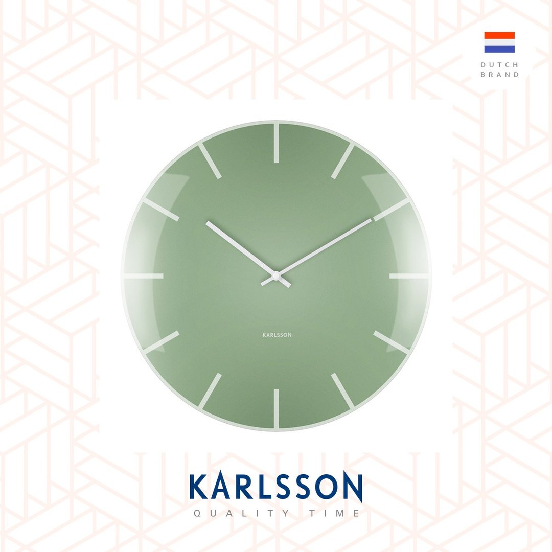 荷兰Karlsson, Wall clock Glass Dome green 玻璃凸面绿色挂钟 - 时钟/闹钟 - 玻璃 绿色