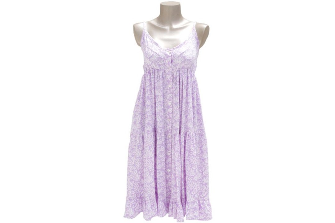 Adult coral pattern camisole dress Tiered <Lavender> - 洋装/连衣裙 - 其他材质 紫色
