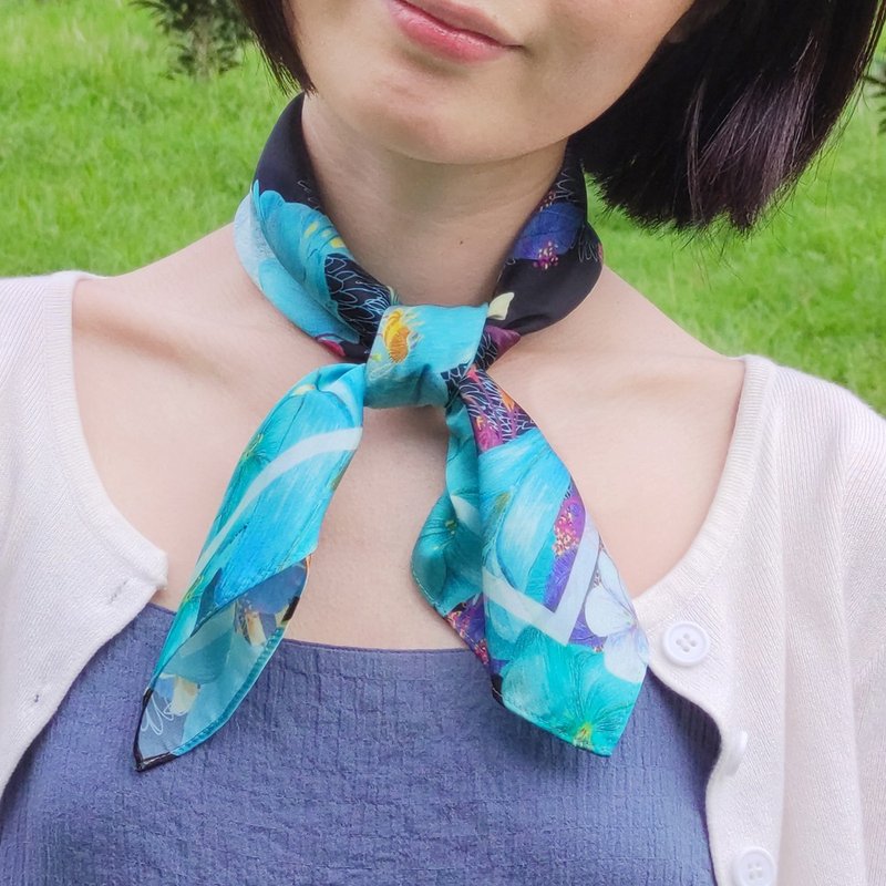 【定制化礼物】森林萌兔丝巾连丝巾扣礼盒/方巾/围脖/长丝 - 丝巾 - 其他材质 