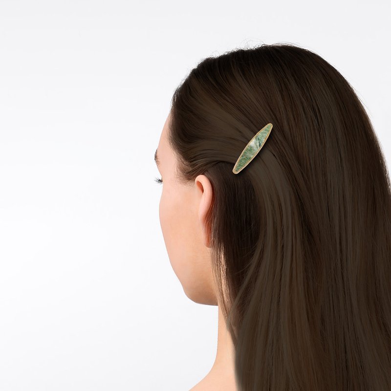 大理石简约设计 小圆发夹丨生日礼物丨实用礼物丨情侣礼物 - 发饰 - 石头 金色