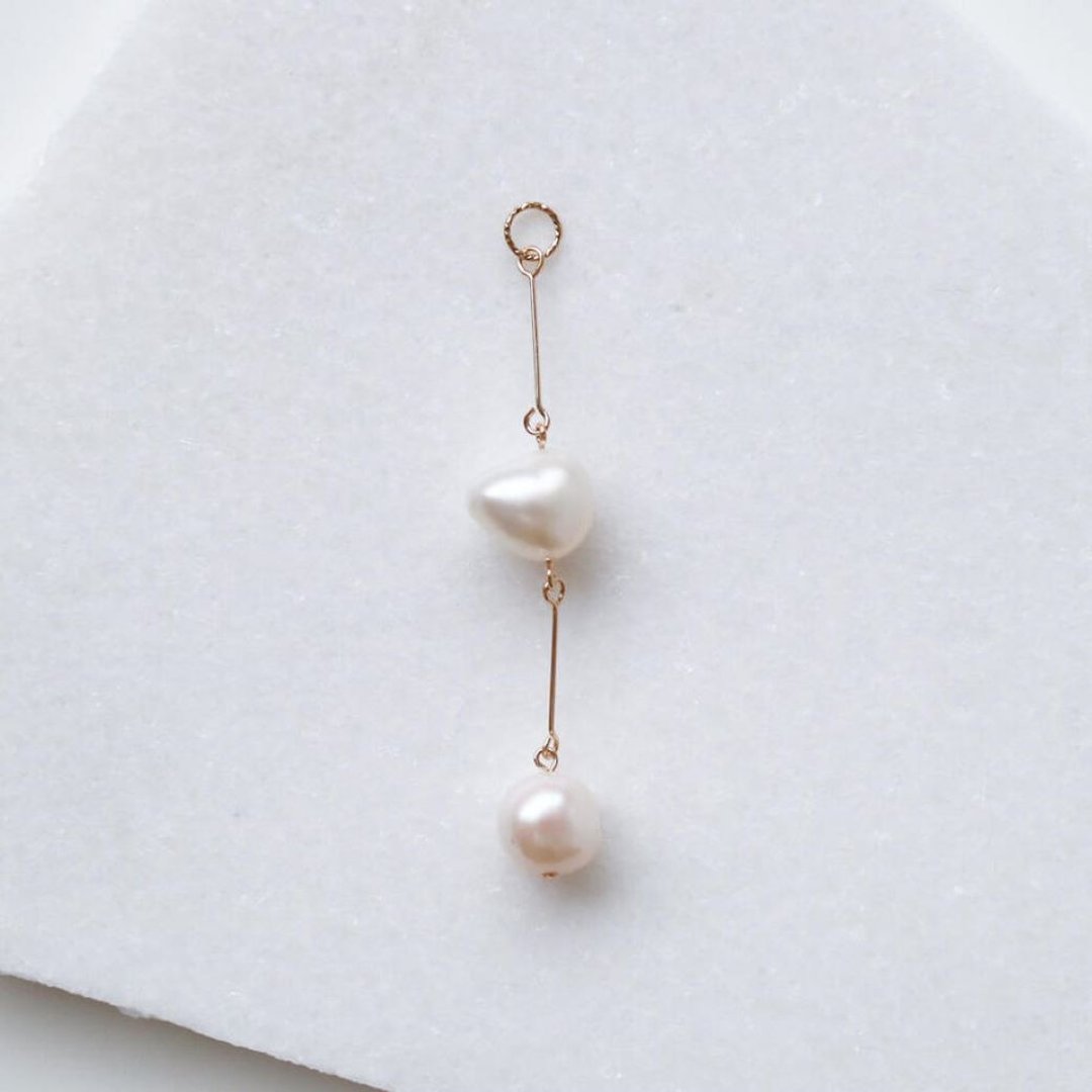 com pearl earring parts(clip type) - 耳环/耳夹 - 石头 金色