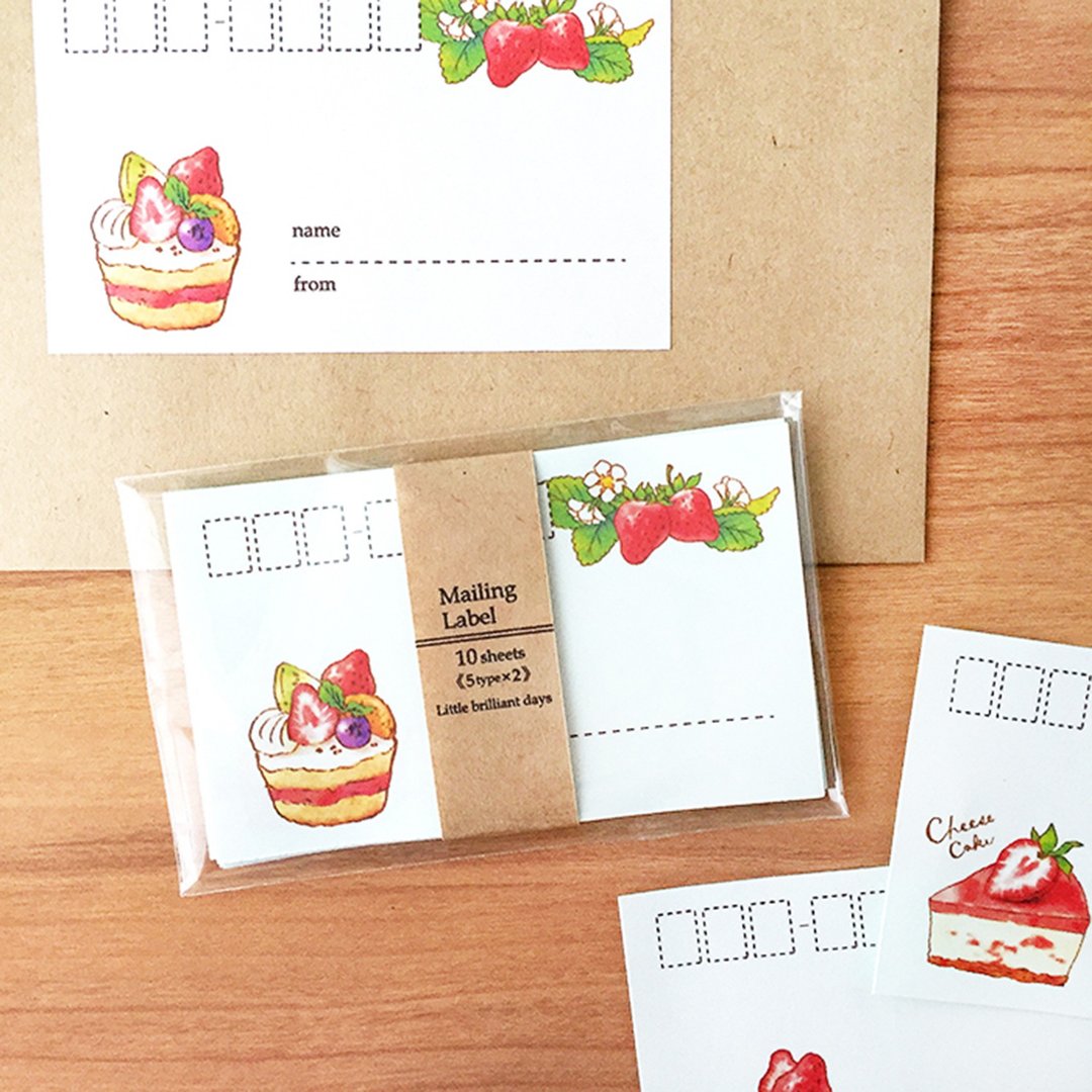 Mailing Label StrawberryCakes - 贴纸 - 纸 红色