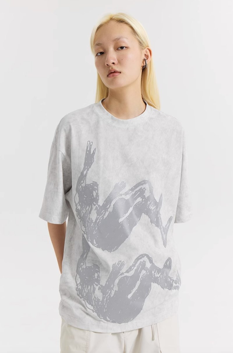 Come Down T-shirt 坠落T恤 3M反光 - 中性连帽卫衣/T 恤 - 棉．麻 白色