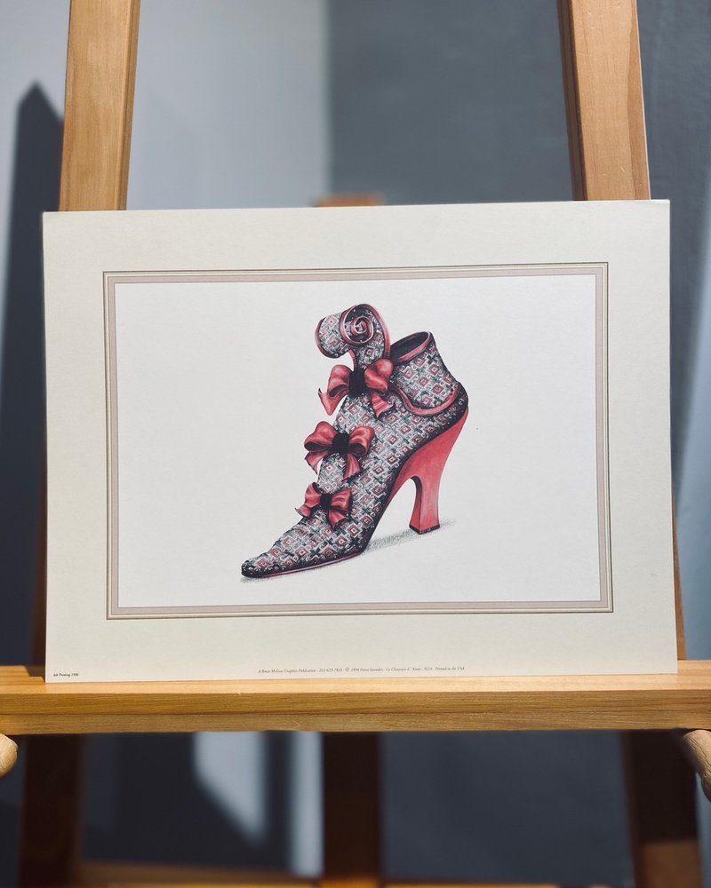 Fiona Saunders复古时尚设计- La Chaussure d'Aimee平版印刷 - 海报/装饰画/版画 - 纸 红色