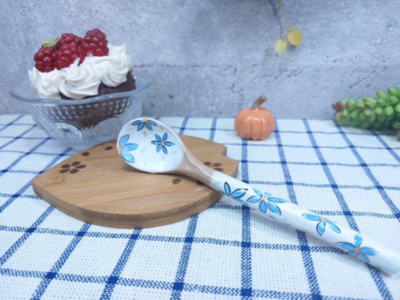 彩绘花汤匙 - 餐刀/叉/匙组合 - 陶 