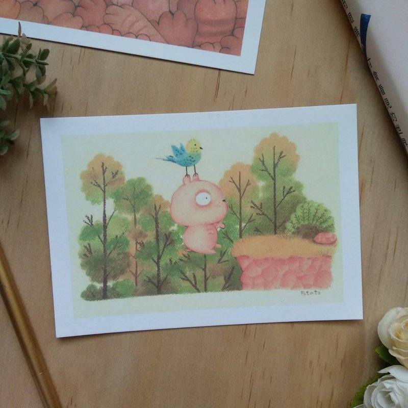 可爱原创插画 马铃薯狗狗 明信片 要去哪里? - 卡片/明信片 - 纸 绿色