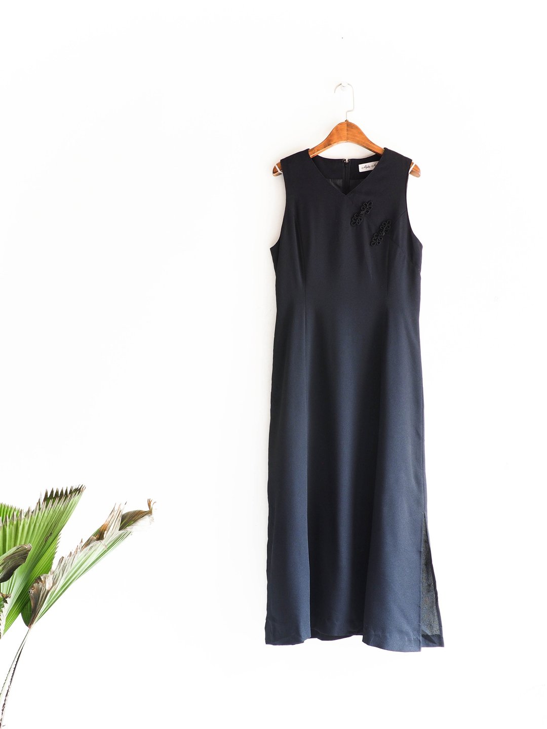 河水山 - 富山富贵东方优雅女人 古董连身丝质长裙 overalls oversize vintage dress - 洋装/连衣裙 - 丝．绢 黑色