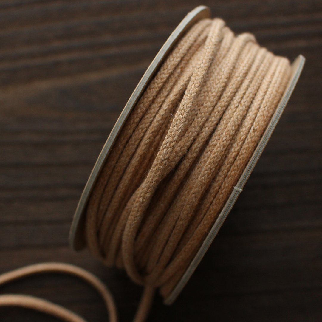 2size...No,1206/#26 Dark bage(un-dyed)　Organic Cotton Round string - 编织/刺绣/羊毛毡/裁缝 - 棉 咖啡色