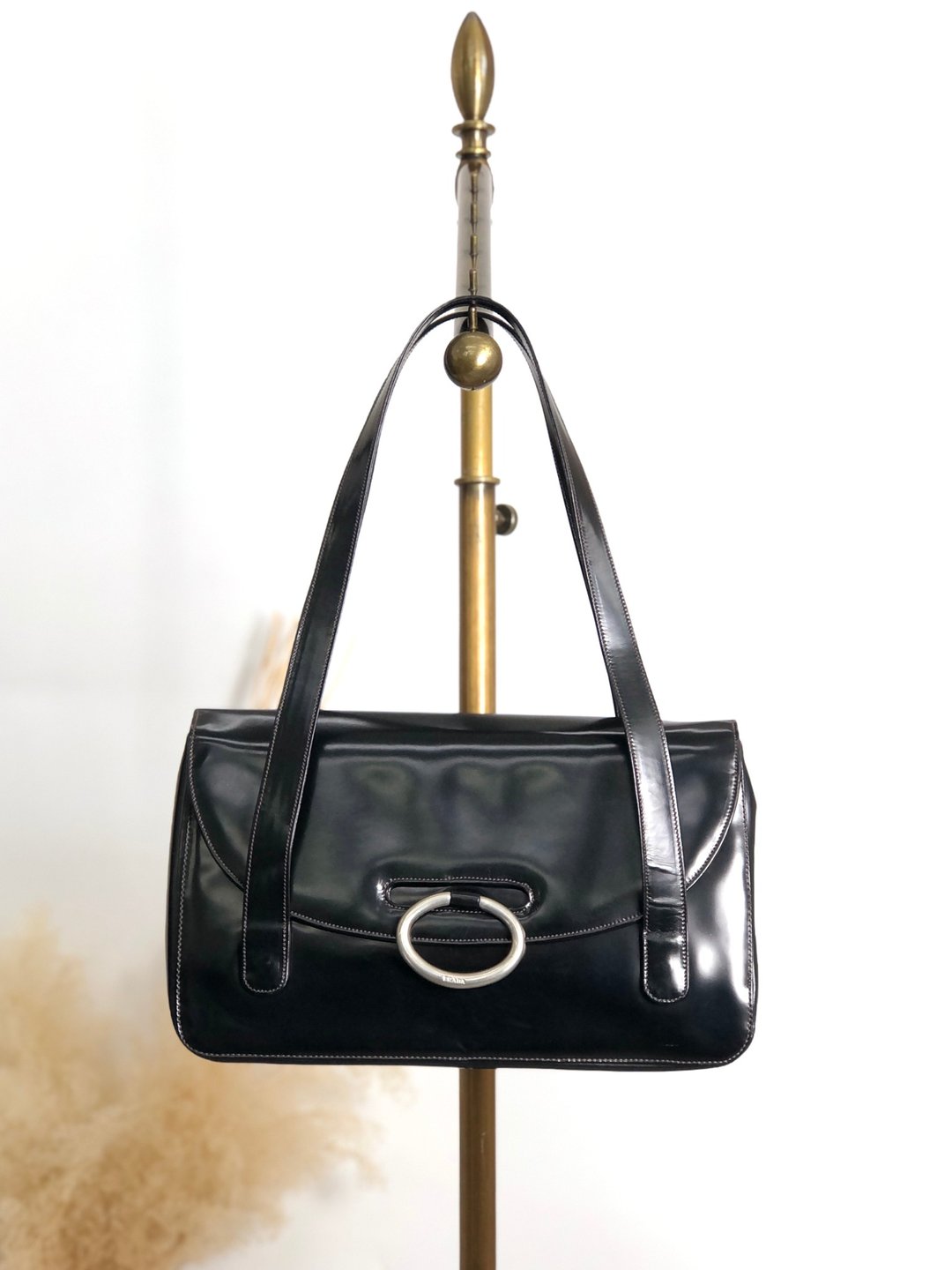 【日本直送 名牌中古包】PRADA 普拉达 手提包 黑色 漆皮 托特包 vintage 古着 绝版 5yawfv - 手提包/手提袋 - 真皮 黑色
