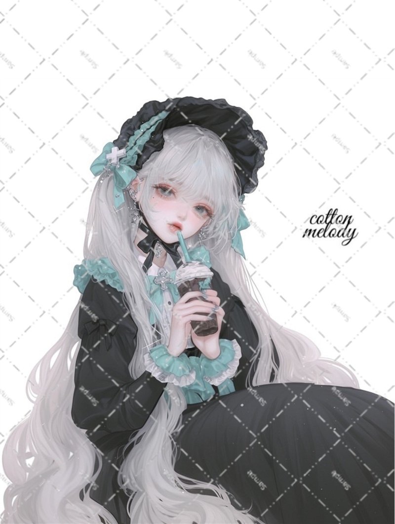 original sticker no.6688 人物贴纸 原创贴纸 人物贴纸 女孩贴纸 原创人物贴纸 - 贴纸 - 纸 