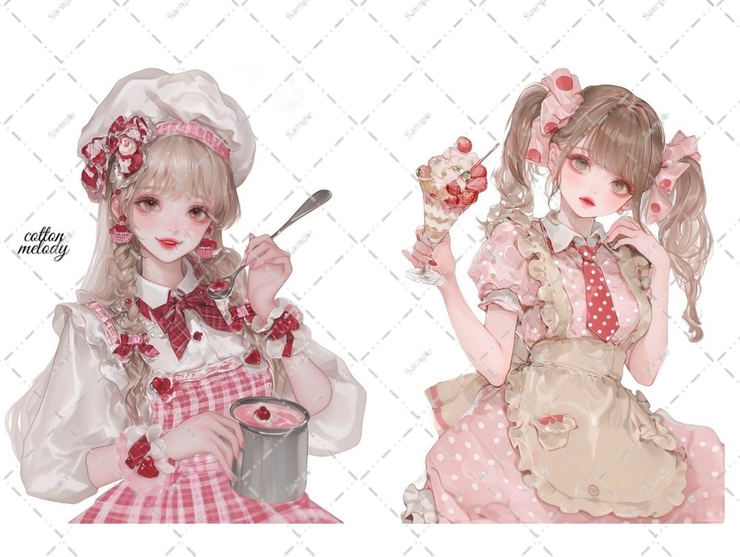 [限定] 原创贴纸编号PM47 // 与 nene Patisserie Melody 合作的角色贴纸 cottonmelody - 贴纸 - 纸 