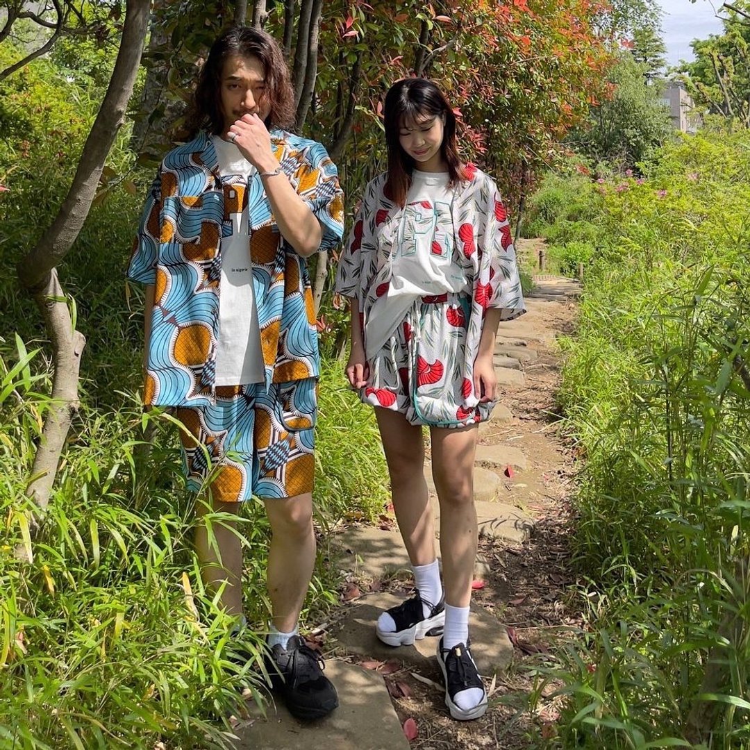 2WAY Half Pants 【African Fabric】 - 中性裤装 - 聚酯纤维 