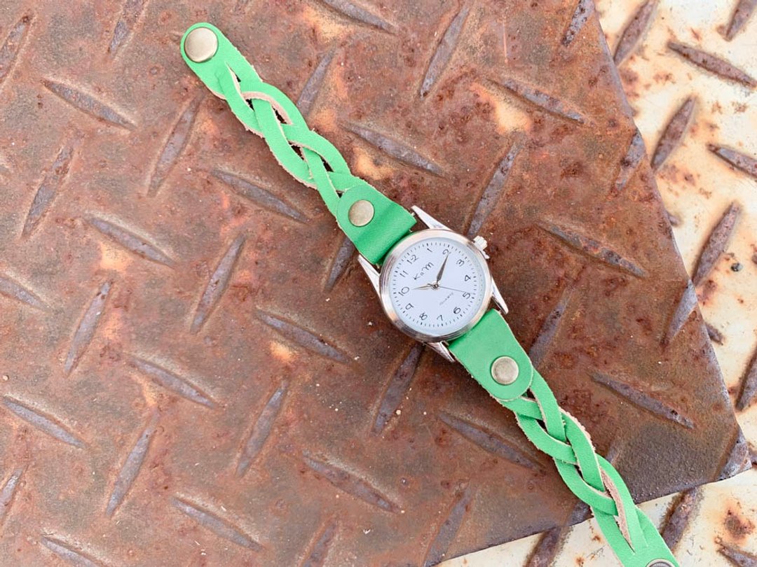 EDGE Casual girls love green edge knit watch like a bracelet EKW-GG - 女表 - 真皮 绿色
