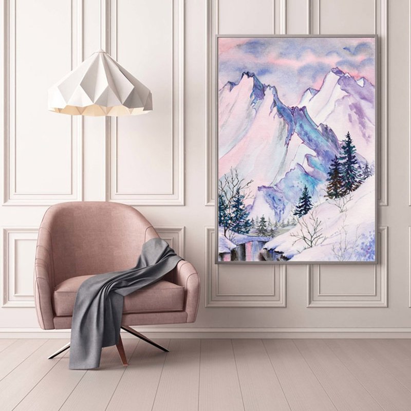 【冬日雪山】限量数位版画 | 北欧英式客厅挂画 | 沙发背景艺廊墙 - 海报/装饰画/版画 - 纸 