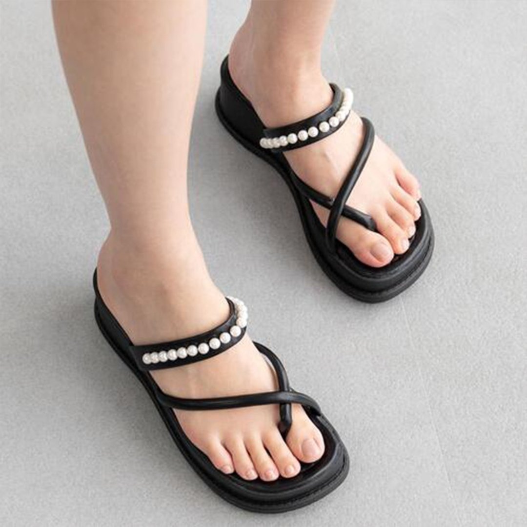 PRE-ORDER SPUR Shine Pearl Slippers 涼鞋 SS9057 BLACK - 其他女款皮鞋 - 其他材质 