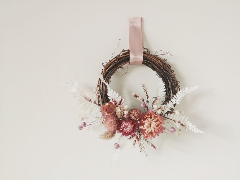 喜滋滋 仙女小干燥花圈 • 干燥花圈/永生花花圈/情人节/干燥花装 - 干燥花/捧花 - 植物．花 粉红色