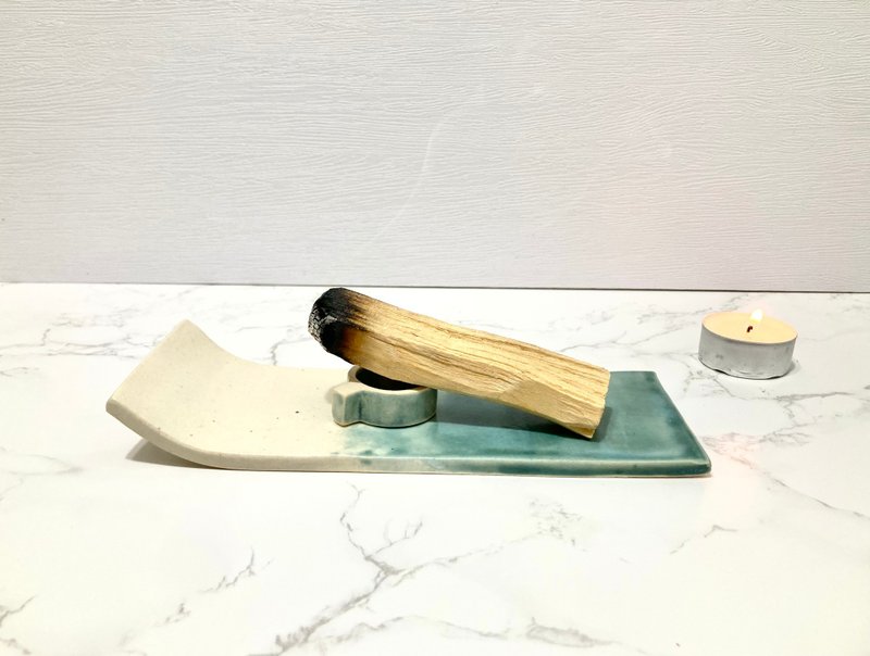 手工陶瓷 | 极简蓝白色圣木座(哑色) - 摆饰 - 陶 蓝色