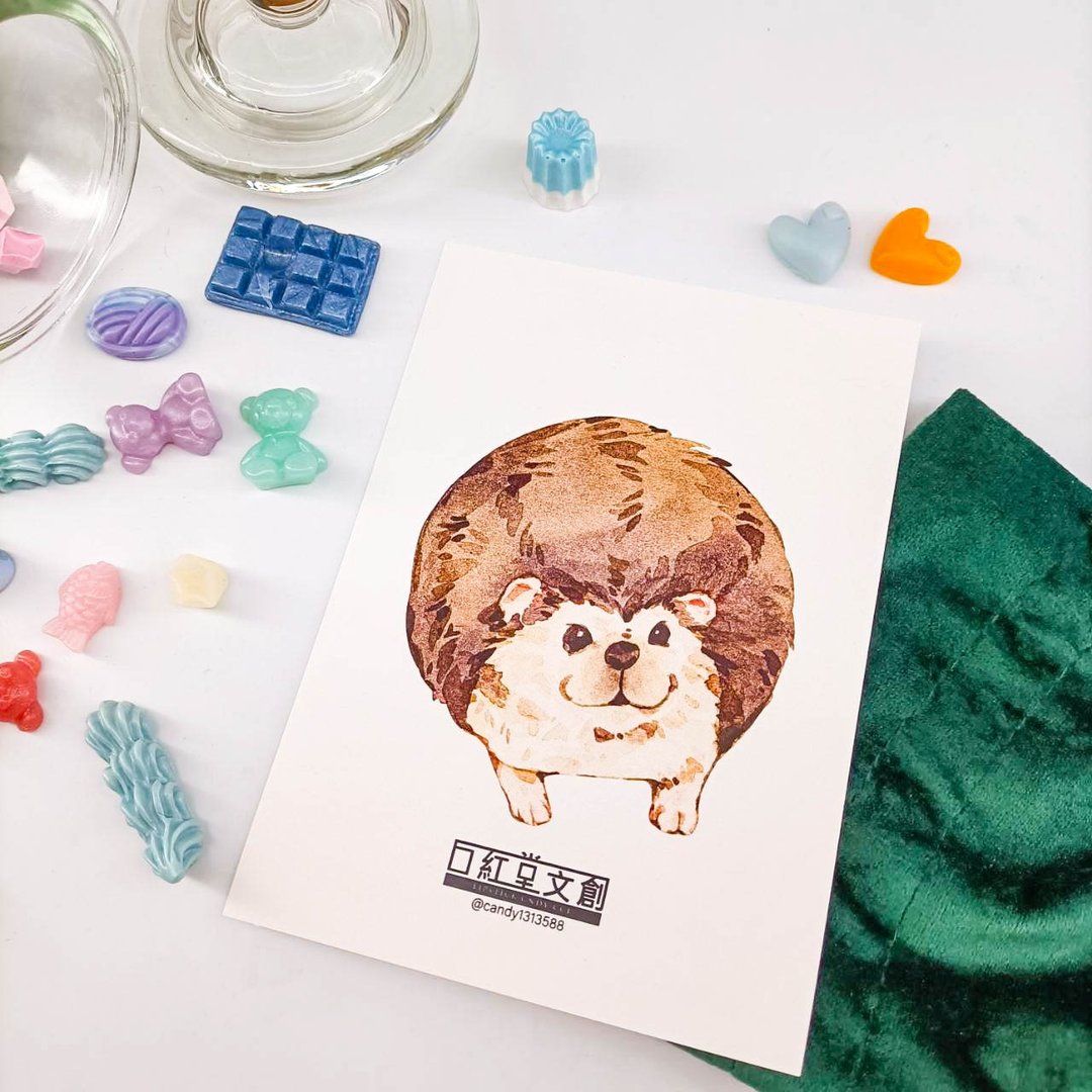 KR474_口紅堂明信片_刺蝟4_candy1313588 postcard - 卡片/明信片 - 纸 多色