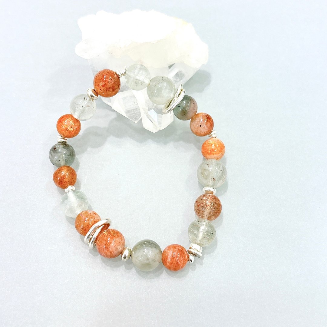 Ops Arusha Sunstone silver bracelet - 阿鲁沙/金太阳石/绿柱石 - 手链/手环 - 银 橘色