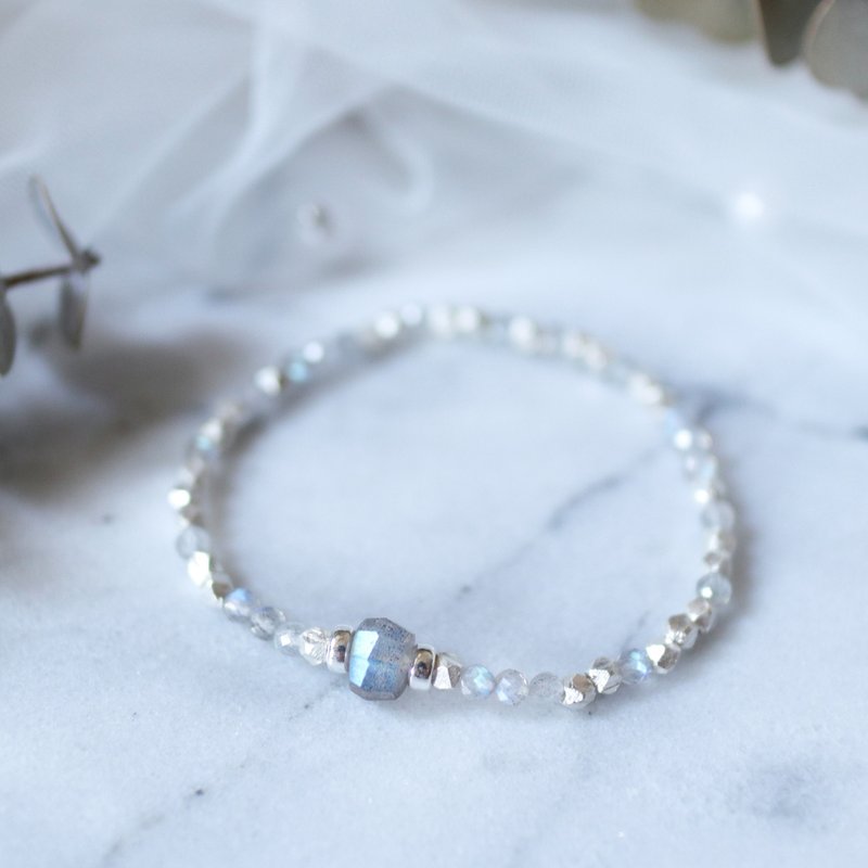 925纯银天然石系列贰 拉长石 蓝光 手链 /守护爱情/ - 手链/手环 - 宝石 蓝色